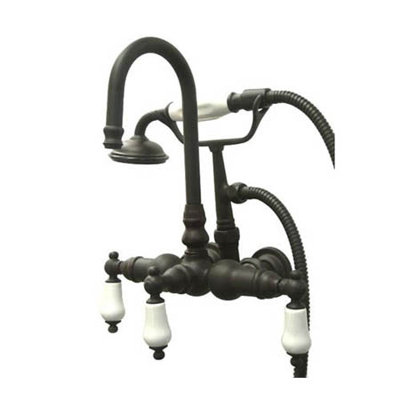 Vintage Triple Handle Wall Mounted Clawfoot Tub Faucet with Handshower