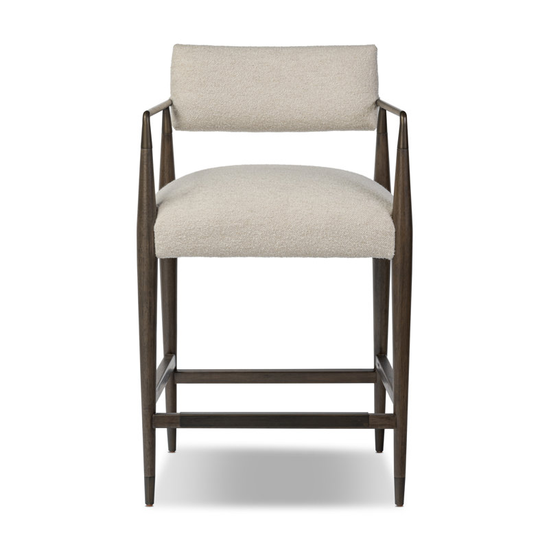 Waldon Stool, Charter Oatmeal/Polyester Blend, Counter Stool (27.68" Seat Height), Sierra Brown/Aged Bronze