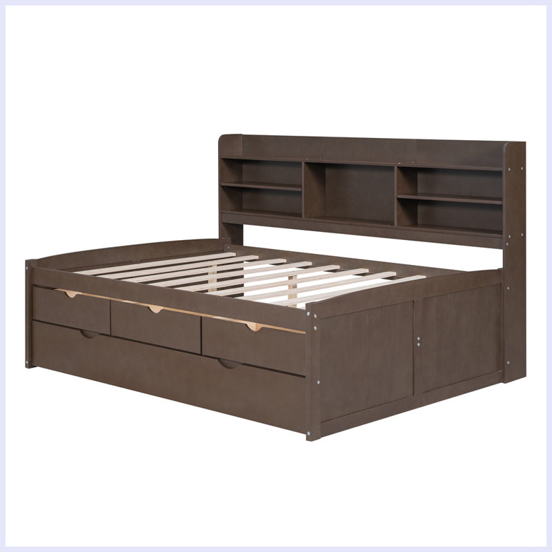 Storage Bed With Trundle, Full, Antique Brown