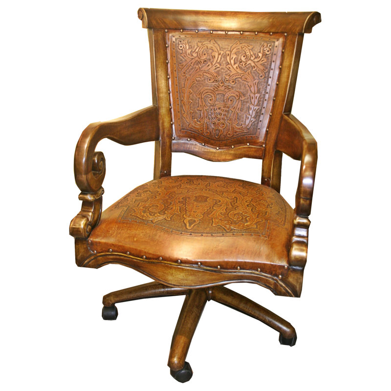 Sammy Leather Swivel Side Chair, Rustic
