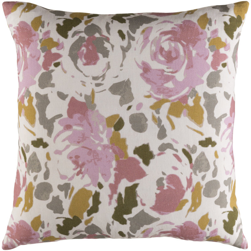 Coussin Kalena, 20 po x 20 po, Brun / rose, Mélange de duvet
