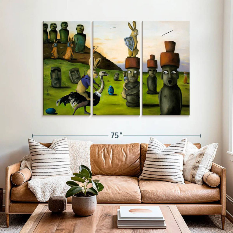 Ketti Battle Over Easter Island, 24" H x 38" W