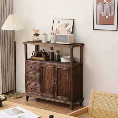 Buffet en bois massif café foncé