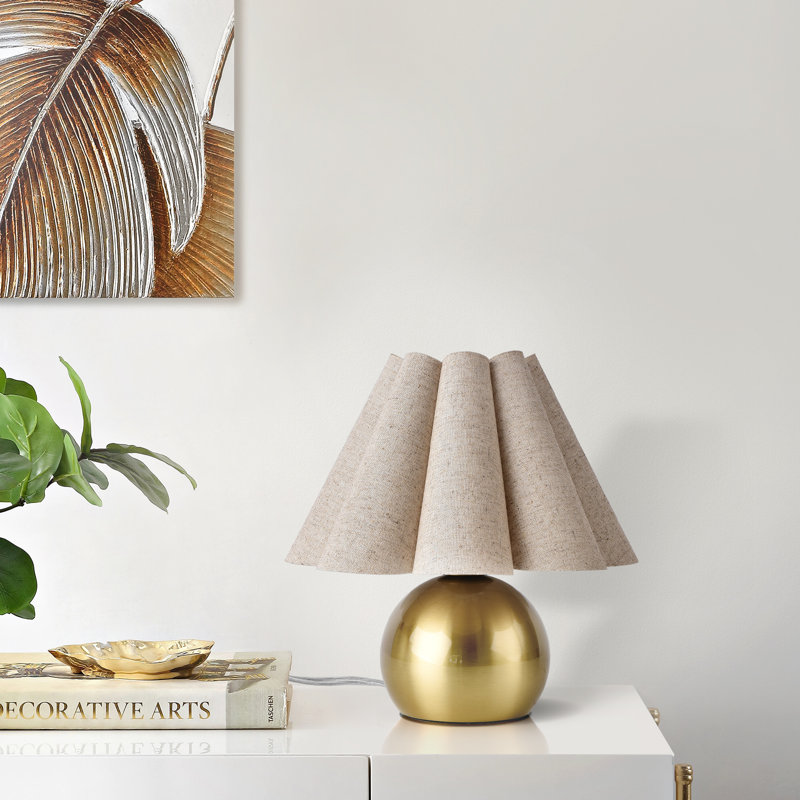 Lampe de table Lenee, Or, Beige, Oui