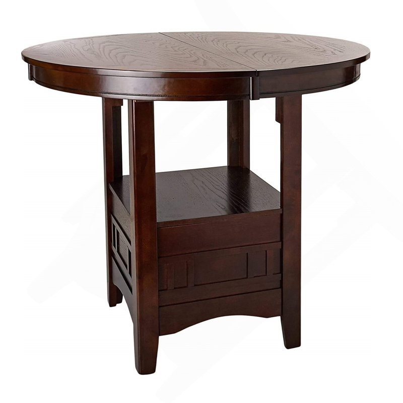 Dining Table, Round Counter Height Dining Table With Shelve