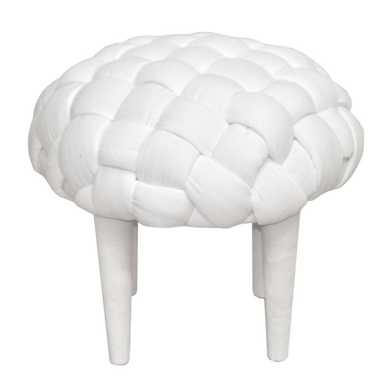 Solid + Manufactured Wood Accent Stool, White