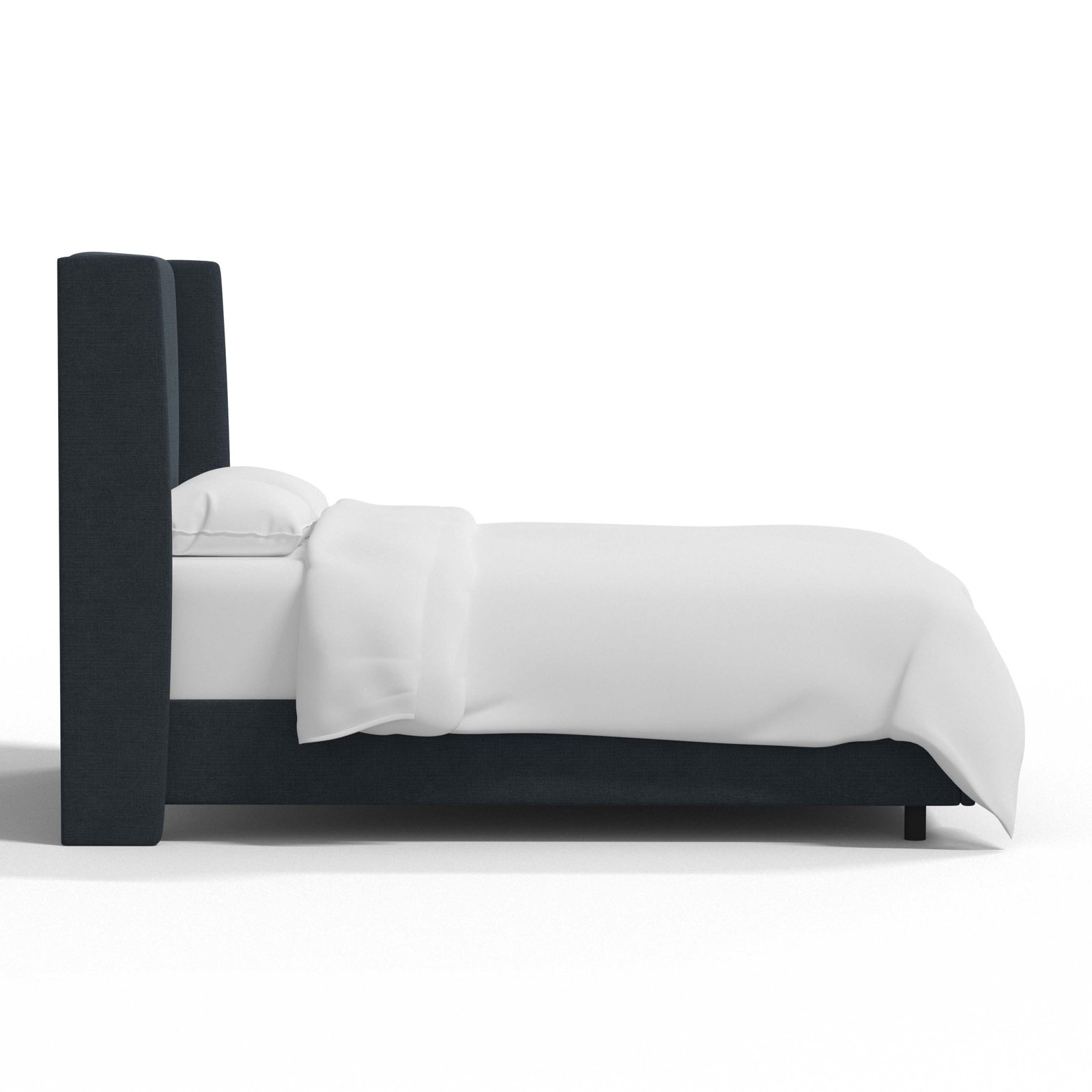 Tilly Linen Upholstered Wingback Bed, Twin, Classic Navy Linen