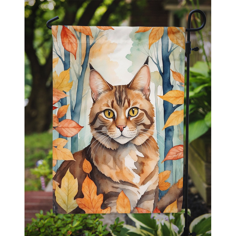 Chat en feuilles d'automne drapeau de jardin, Sokoke