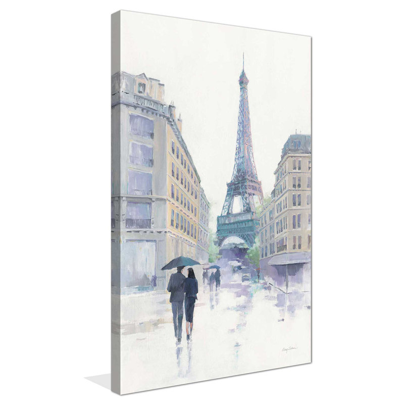 «Walking in the Rain» par Avery Tillmon - Peinture, H 30 po x l 18 po x P 1 po, Toile tendue