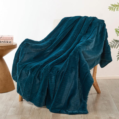 Sculpted Stripe Faux Fur Throw