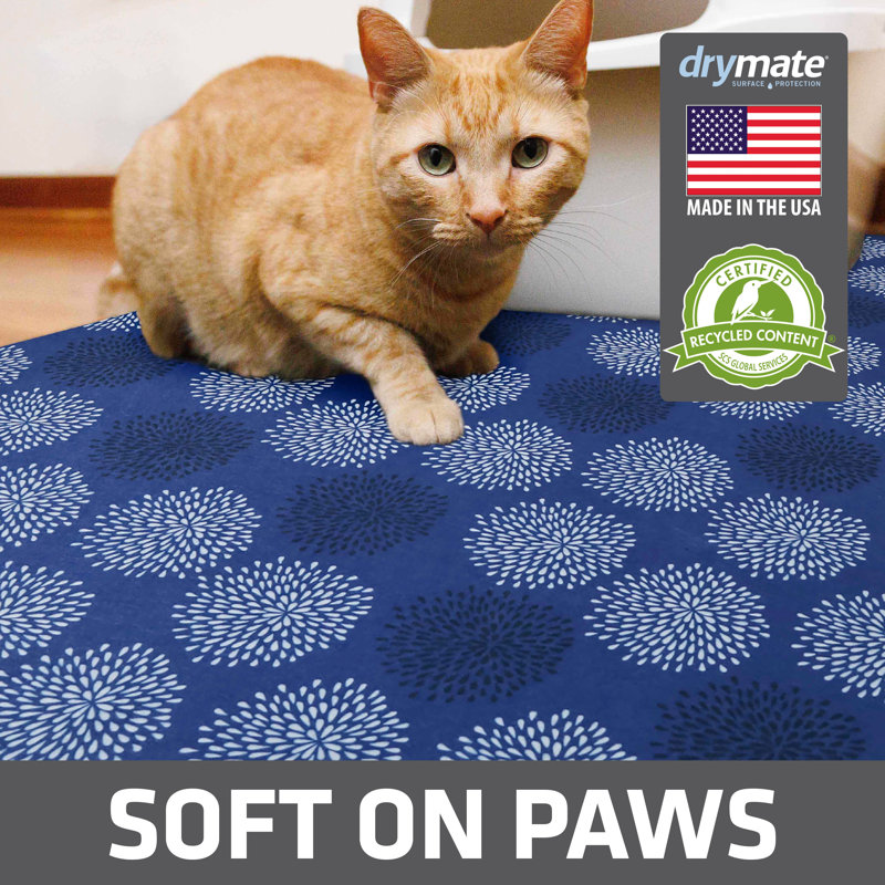 Tapis de litière pour chat XL, protecteur et décoratif - absorbant, imperméable et lavable à la machine, Bleu pharmacie