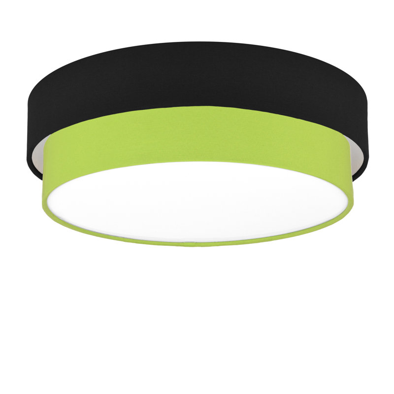 Elanaz Fabric Flush Mount, Neon Green, Black
