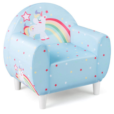 Kids Sofa with Breathable Spandex Fabric High-density Sponge Filling for Boys Girls Blue