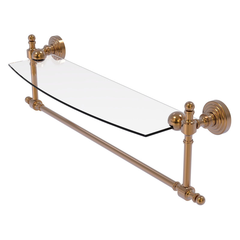 Retro Wave Bracket Shelf with Towel Bar, 22", Brushed Bronze