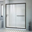 Porte de douche coulissante semi-encadrée transparente DreamLine Infinity-Z 81 cm P x 152 cm L x 190 cm H, noir mat, avec bonde centrale et ensemble de receveur de douche noir.-1817646811-1825141949-1728124037