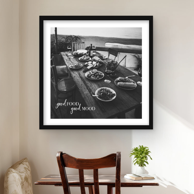 Bonne nourriture, bonne humeur - décor gastronomique gris