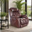 Fauteuil inclinable électrique sans gravité en similicuir beige, avec repose-pieds réglable.-67389571-197817593