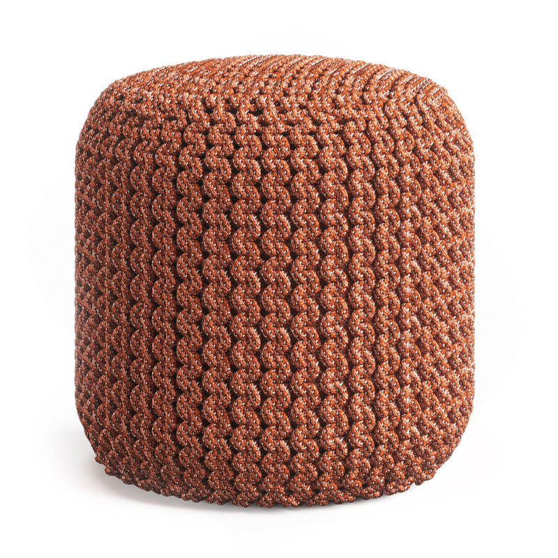 Wynne - Pouf rond extérieur / intérieur tricoté - Orange