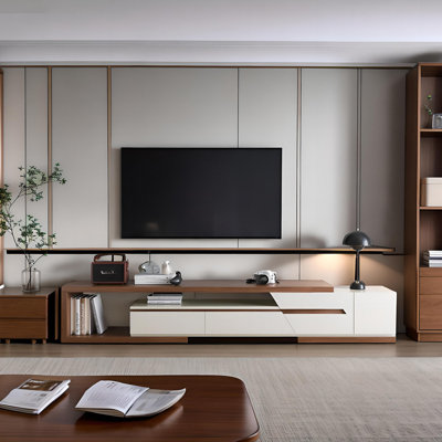 Ladeja Solid Wood 78.74 "W With Drawers Stretchable TV Cabinet by Latitude Run