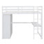 Lit mezzanine double en bois avec garde-robe intégrée, bureau, tablettes et tiroirs, blanc-185976133
