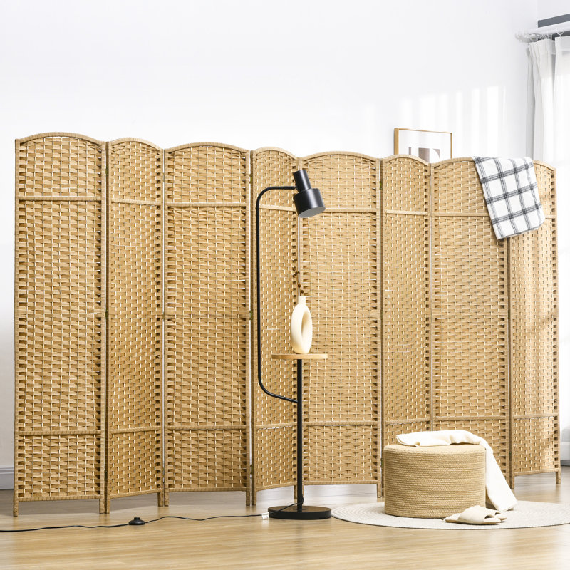 Paravent en bois massif Sipriano, Beige, 8, 66.9" H x 126" W