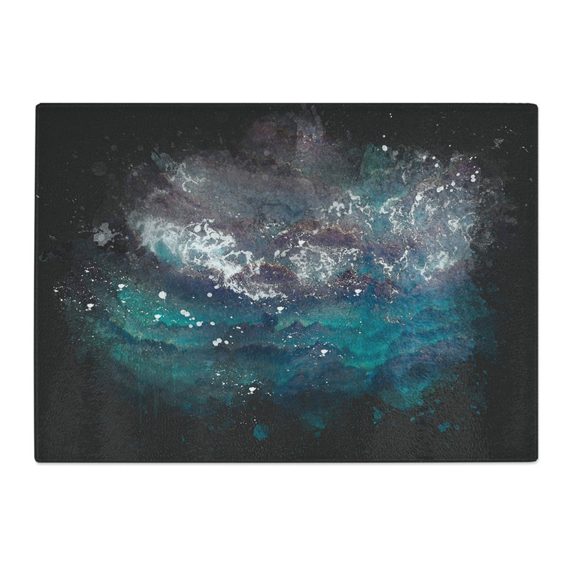Tempered Glass Aerial View of the Ocean Paint Splash Chopping Board, 20 cm x 28.5 cm