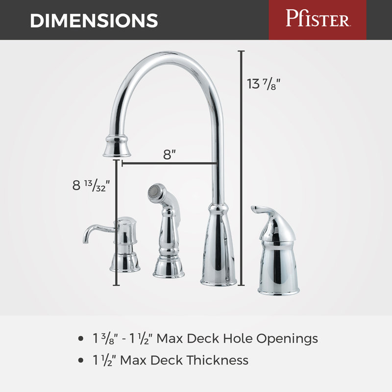 Avalon Single Handle Kitchen Faucet with Side Spray, Polished Chrome