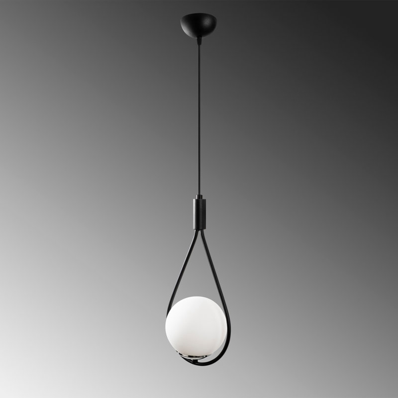 Modern Industrial Chandelier, Black Iron Body, 53.1 x 5.9 inches | Height: 53.5 inches | E27 Socket, Max 40W | Stylish Glass Cap, IP20 Rated | Perfect for Scandinavian & Contemporary Home Decor