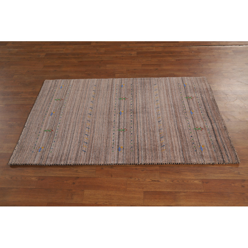 Tapis rayé brun Gabbeh 3 x 5