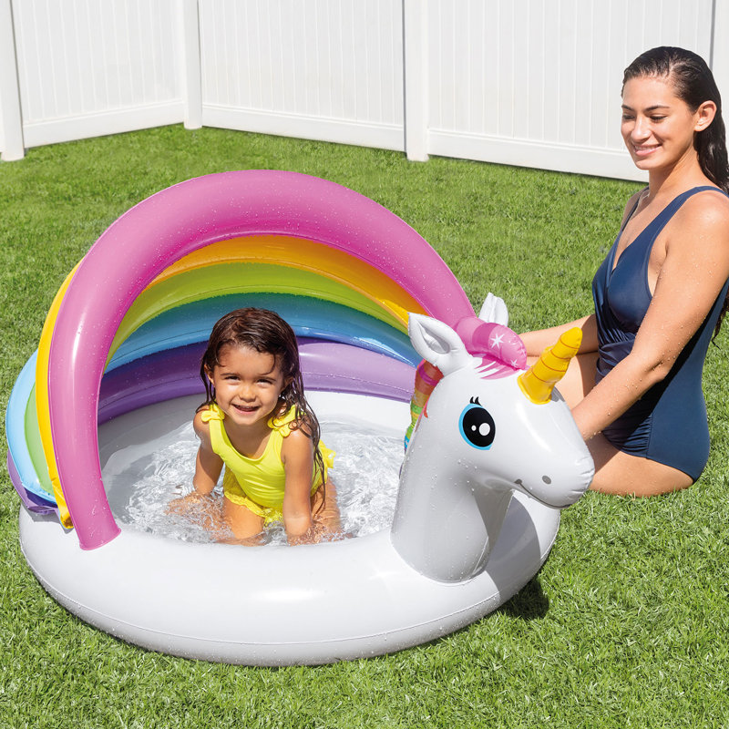 Intex 57113EP 50 Inch Unicorn Design Outdoor Baby Swimming Pool, Multicolor