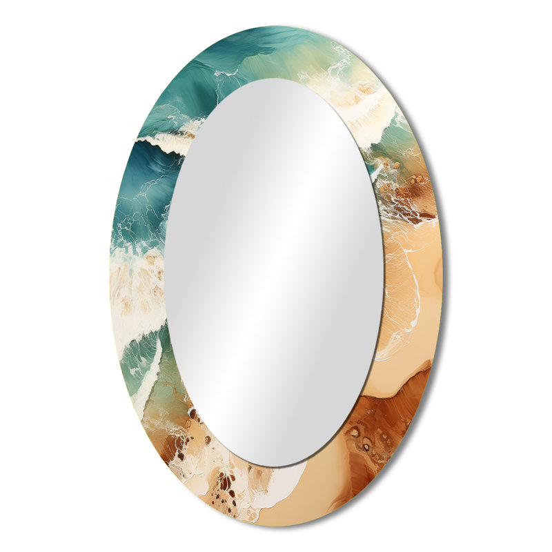 Vue aérienne de la plage - Miroir mural Coastal, 36 po x 24 po