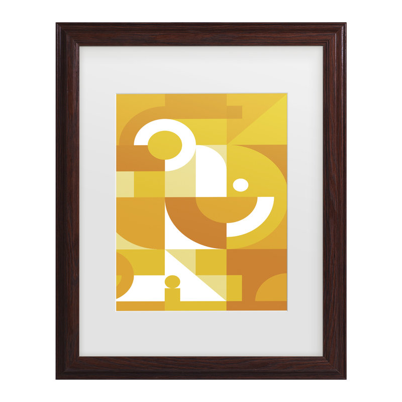 Bolog Incado Orange Graphics Matted Framed Art, Walnut Framed, 13.75" H x  16.75" W