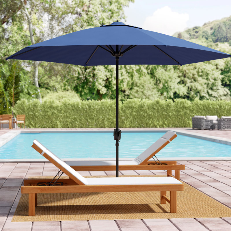 Parasol de marché rectangulaire 10 pi x 6,5 pi Norah, Noir, bleu