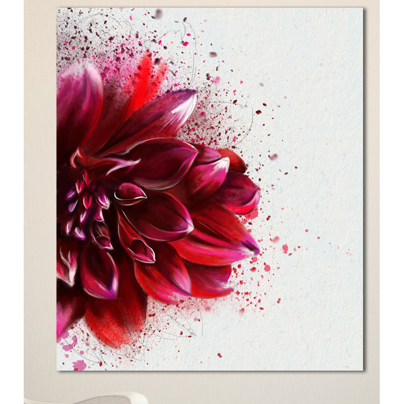 «Dark Red Watercolor Rose Flower», reproduction d'art sur toile tendue, H 40 po x l 30 po x P 1 po