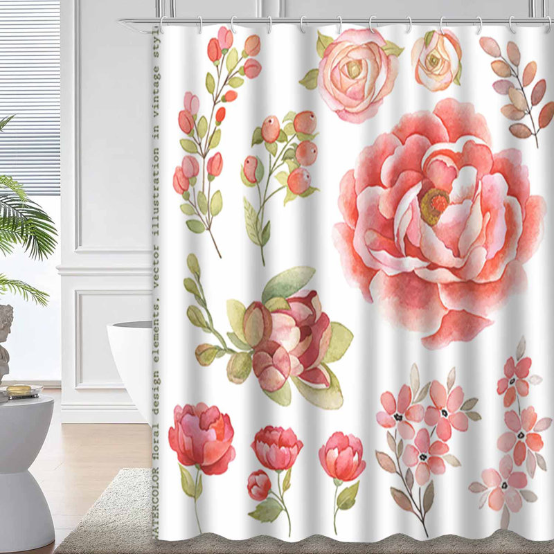 Rideau de douche imperméable à l'aquarelle et feuilles d'automne avec 12 crochets, L 72 po x l 72 po