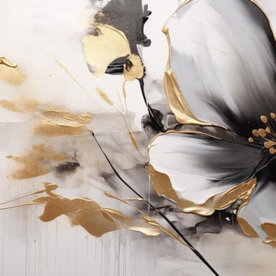 Papier peint floral noir et blanc