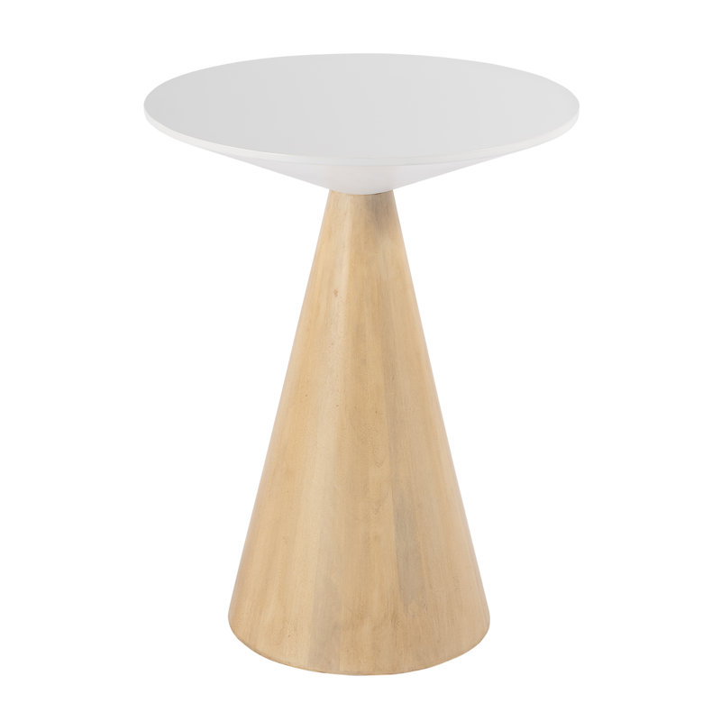 Gherlein 20 in. W Round Solid Wood Side Table