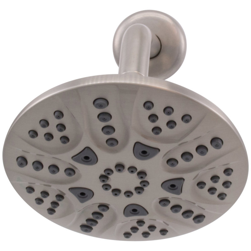 Pomme de douche à jet réglable 6 fonctions 6 po avec bras mural 8 po, Nickel satiné