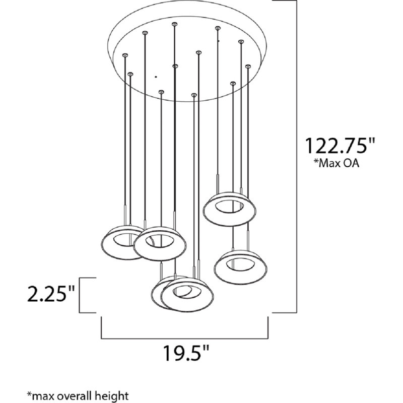 Luminaire suspendu en grappe 6 lumières Albali