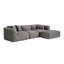 Canapé d'angle convertible en canapé rembourré avec espace de rangement, port USB et 2 porte-gobelets sur les coussins du dossier.