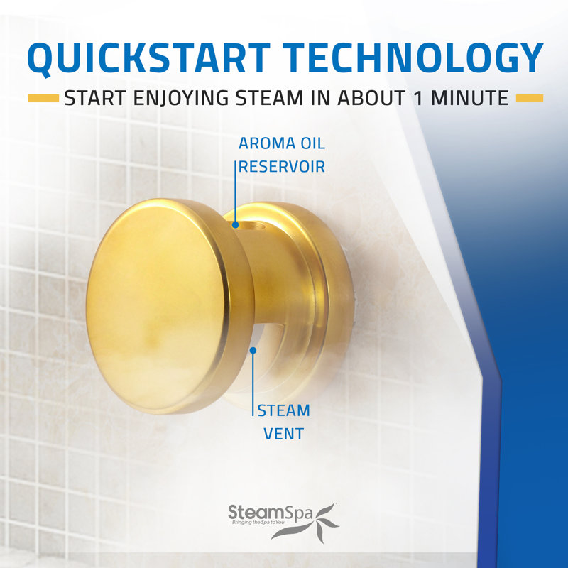 Oasis Series 4.5KW Steam Bath Generator With Continuous Steam Fully Wireless Control And Auto-Drain In Gold, Gold