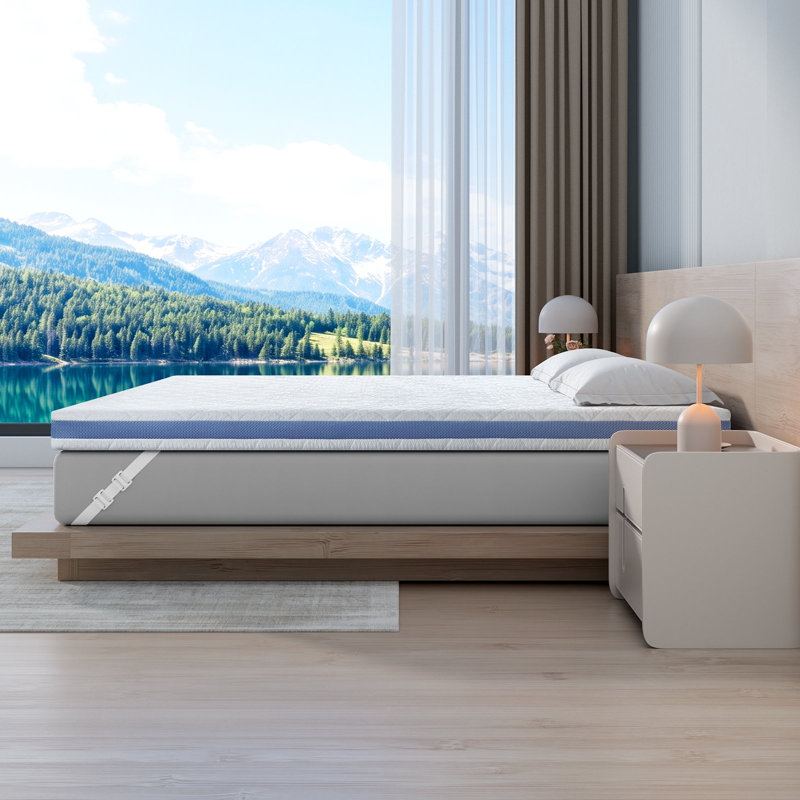 Surmatelas en mousse viscoélastique gélifiée 2 po avec housse amovible, 2, Grand lit