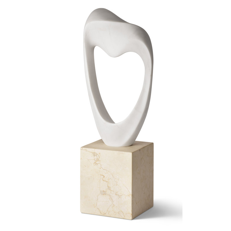 White Marble Shell-Inspired Decorative Objet, 16" Tall