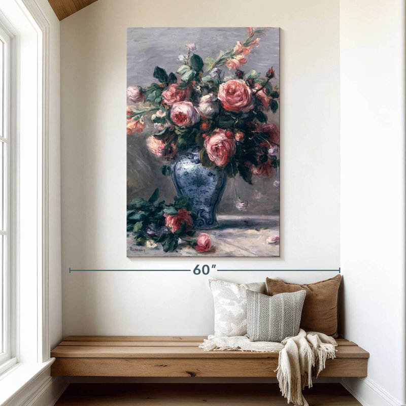 Harnek, un vase de roses classique, H 51 po x l 34 po