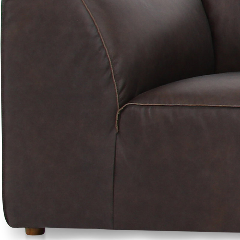 Foley 3 - Genuine Leather Modular Sectional, Espresso Brown Top Grain Leather