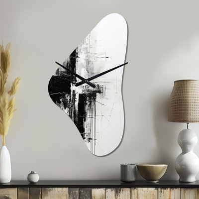 Minimalism Black And White Religious Cross I - Unique Shape Christianity Metal Clock, Black Wall Clock Print