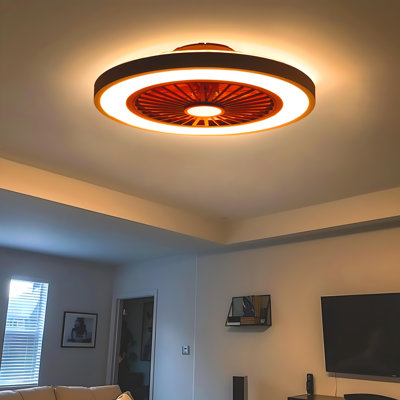 Kelman 22'' Flush Mount Ceiling Fan with Light and Remote, Dimmable, 1800K Nightlight/Backlight