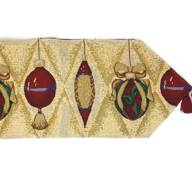 Schumacher Christmas Ornament Table Runner, 13" W x 54" L