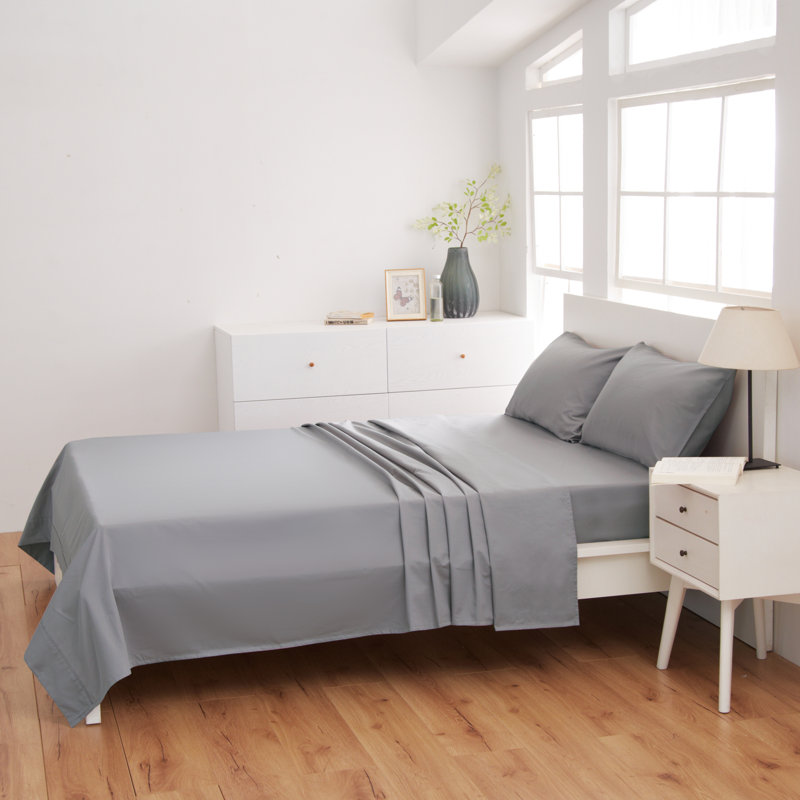 Sateen Sheet Set, Gray, Full Sheet Set with 2 Pillowcases