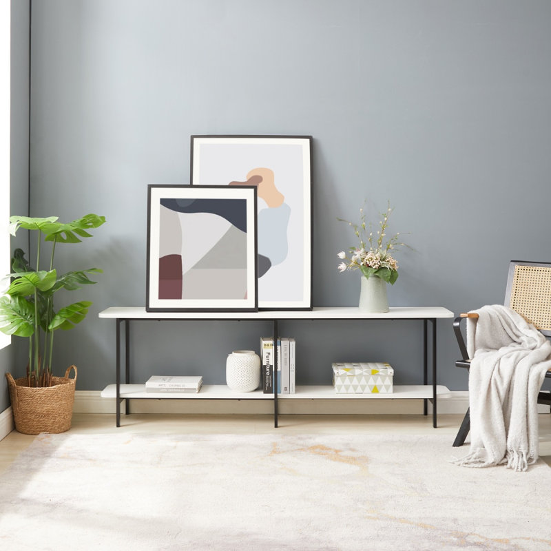 Console Celine 71 "en blanc (2 tablettes), Blanc